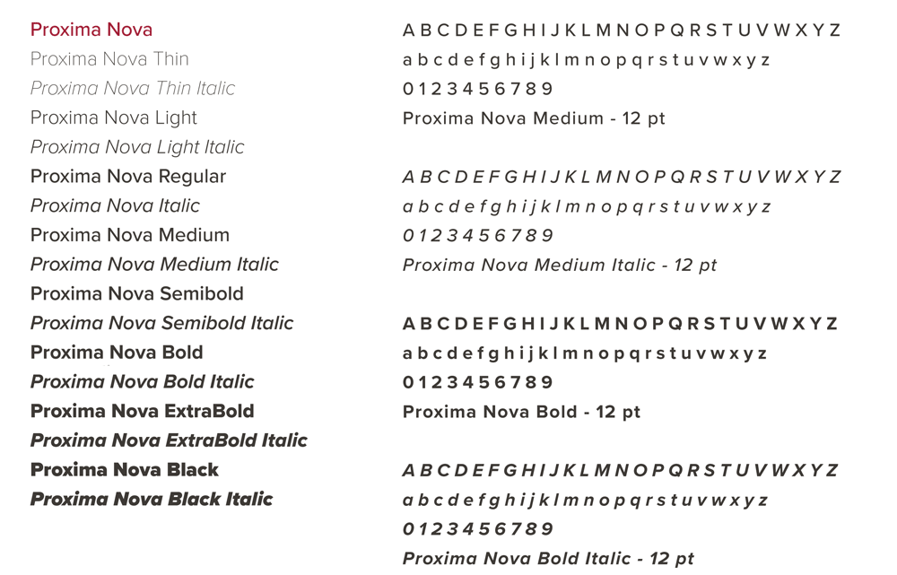 GCC Brand Guidelines fonts Proxima Nova