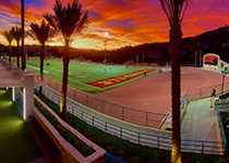 Athletics field sunset