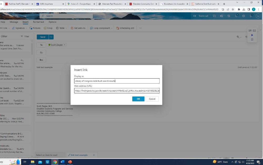 When you add a URL to your email, use a descriptive name rather than the actual URL.